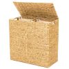 2-Bin Handwoven Hyacinth Linen Liner Laundry Hamper w/ Handles