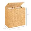 2-Bin Handwoven Hyacinth Linen Liner Laundry Hamper w/ Handles