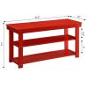 Wood 2-Shelf Shoe Rack Storage Bench for Entryway or Closet