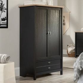 farmhouse Bedroom Armoire Cabinet (Color: Black)