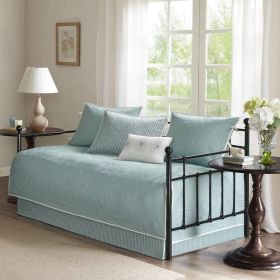 6-Piece Farmhouse country cottage Quilted Reversible Daybed Cover Set (Color: Blue Green Teal Seafoam)
