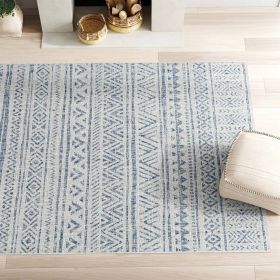 Blue Grey Chevron Coastal Boho Style Indoor Outdoor Area Rug (size: 8Ft X 10Ft)