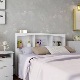 full/queen Farmhouse Bookcase Headboard in Wood Finish (Color: White)