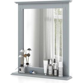 27-in x 22.5-in Bathroom Wall Mirror with Shelf (Color: Grey Wood)