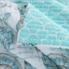 Coastal Seashells 3 Piece White Teal Polyester Reversible Quilt Set