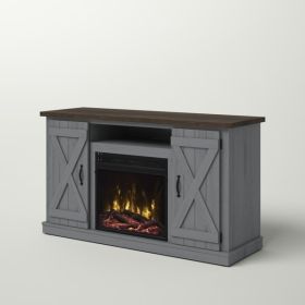 FarmHouse TV Entertainment Electric Fireplace (Color: Rustic Grey)