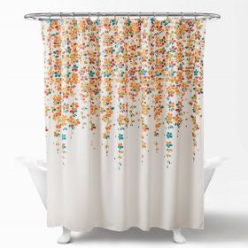 72-inch Floral Flowers Shower Curtain (Color: White Turquoise Blue Orange)