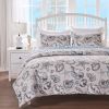 3 Piece Microfiber Beach Shells Coastal Reversible Quilt Set