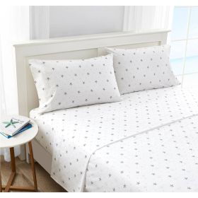 Coastal Beach Starfish White Navy Red 100-Percent Cotton Sheet Set (size: Twin/Xl)
