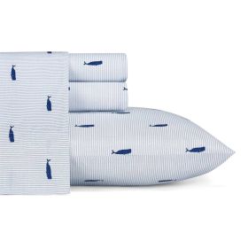 Coastal Beach 100-Percent Cotton Navy Blue White Stripe Sheet Set (size: Twin/Xl)
