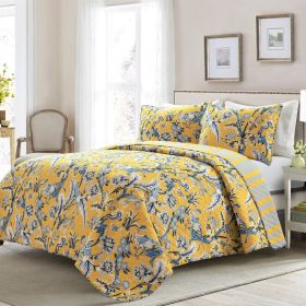 Lightweight Peacocks Polyester Quilt Set Yellow Blue (size: King)