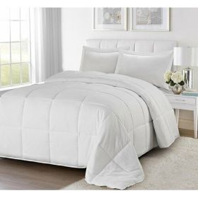 Traditional Microfiber Reversible 3 Piece Comforter Set (Color: White, size: King/Cal King)