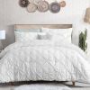 All Season Pleated Hypoallergenic Microfiber Reversible Comforter Set in White