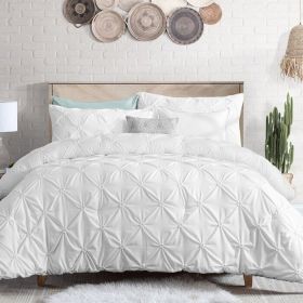 All Season Pleated Hypoallergenic Microfiber Reversible Comforter Set in White (Option: 3 Piece, size: King)