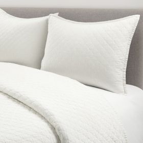 Lightweight Cotton Linen White textured Reversible 3-PC Quilt Set (size: California King And King)