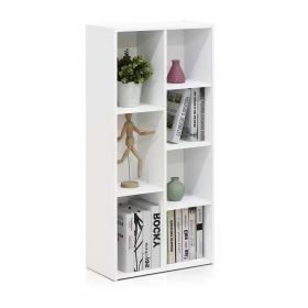 Modern 42-inch High Bookcase with in white Wood Finish (Option: 7 Open Shelves)