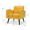 Mid-Century Modern Linen Upholstered Accent Chair with Wooden Legs