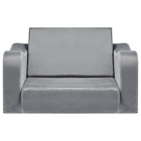 2-in-1 Kids Sofa, Foldable Toddler Soft Couch with Armrests, Made of 28D Sponge & Short Pile, Convertible Toddler Chair to Lounger (Default: Default)