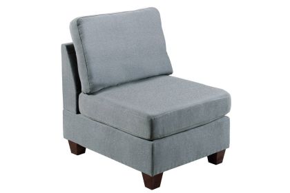 Living Room Furniture Armless Chair 1pc Cushion Armless Chair (Color: Grey Linen Like Fabric)