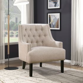 Modern Traditional Accent Chair Button-Tufted Solid Wood 1pc Living Room Furniture (size: Chenille Upholstery)