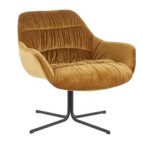 Wayne Contemporary Swivel Lounge Chair in Black Metal and Velvet by LumiSource (Color: Chartreuse)