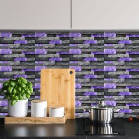 24 Sheets Peel and Stick Backsplash Marble Wall Tiles, Waterproof Oil-proof ,Purple Glossy Imitation Stone brick wall stickers (PCS: 24FG-L0011)