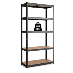 Heavy Duty 60-inch 5 Tier Adjustable Shelving Unit Garage Storage Rack (Color: Black)