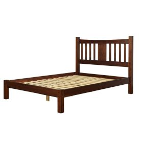 Farmhouse Style Solid Wood Platform Bed Frame with Headboard in Cherry (size: King)