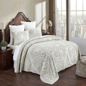 100-Percent Cotton Chenille 3-Piece Coverlet Bedspread Set in Ivory (size: King)
