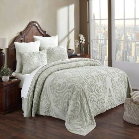 100-Percent Cotton Chenille 3-Piece Coverlet Bedspread Set in Sage (size: King)
