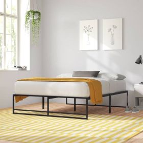 Black Metal Platform Bed Frame with Under-Bed Storage Space (size: King)