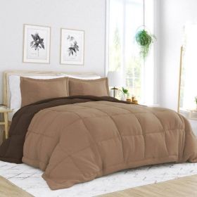 3-Piece Microfiber Reversible Comforter Set in Taupe Brown (size: King/Cal King)