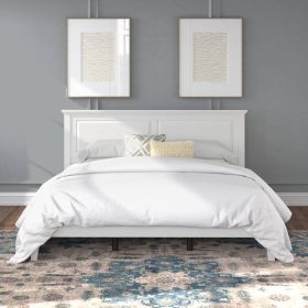 Traditional Solid Oak Wooden Platform Bed Frame with Headboard in White (size: King)