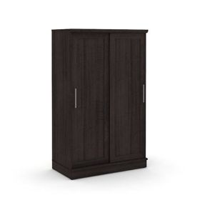 FarmHouse Garment Rod Wardrobe Armoire w/sliding doors (Color: Expresso Oak)